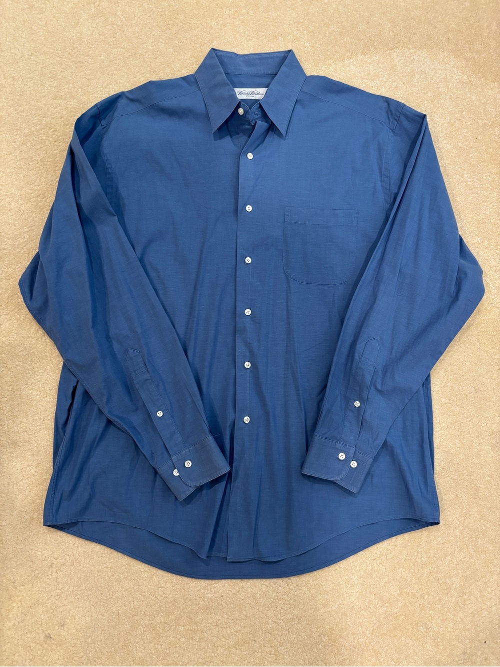 Brooks Brothers Deep Blue Solid Dress Shirt Size 16